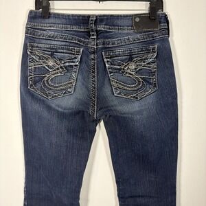 Silver‎ Jeans Suki Surplus Bootcut Blue Jeans 28x32 Flap Pockets Stretch Denim